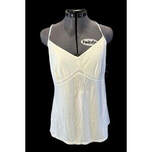 AXCESS LIZ CLAIBORNE Spaghetti Strap Soft White Cami Top Women's Size Large NWT